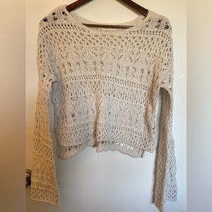 Hollister Crocheted cropped long sleeve sweater